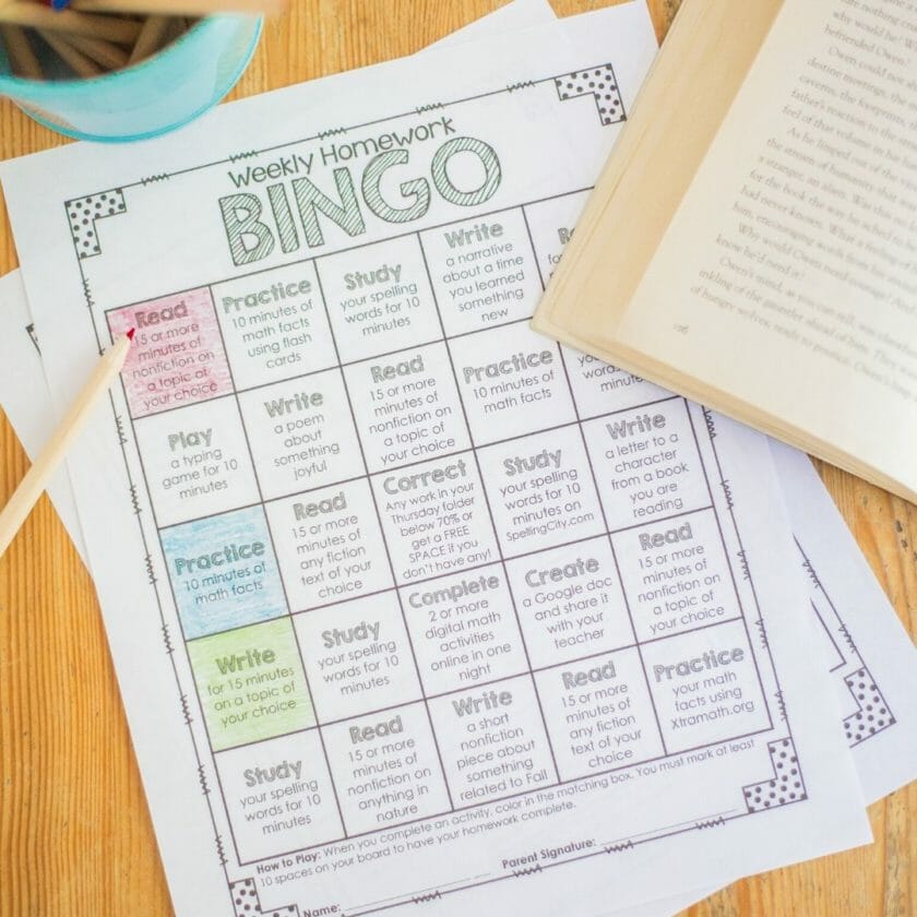 Homework Bingo - a differentiated homework solution that parents & kids ...